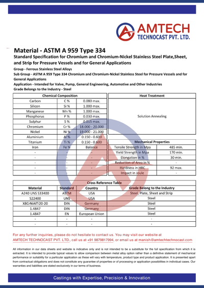 ASTM A 959 Type 334
